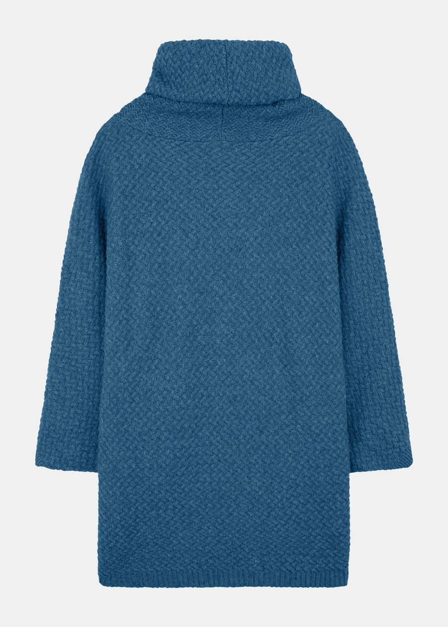 Gebreide poncho MUUS DenimBlauw