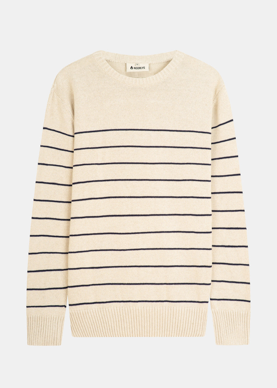 Strickpullover BÖÖT Beige-Navy-Striped